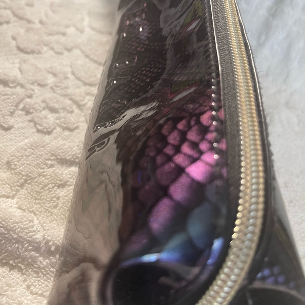 Ted Baker DK Blue Crocana Croc Effect Makeup Bag w/ Matching Toiletry Bag Bundle